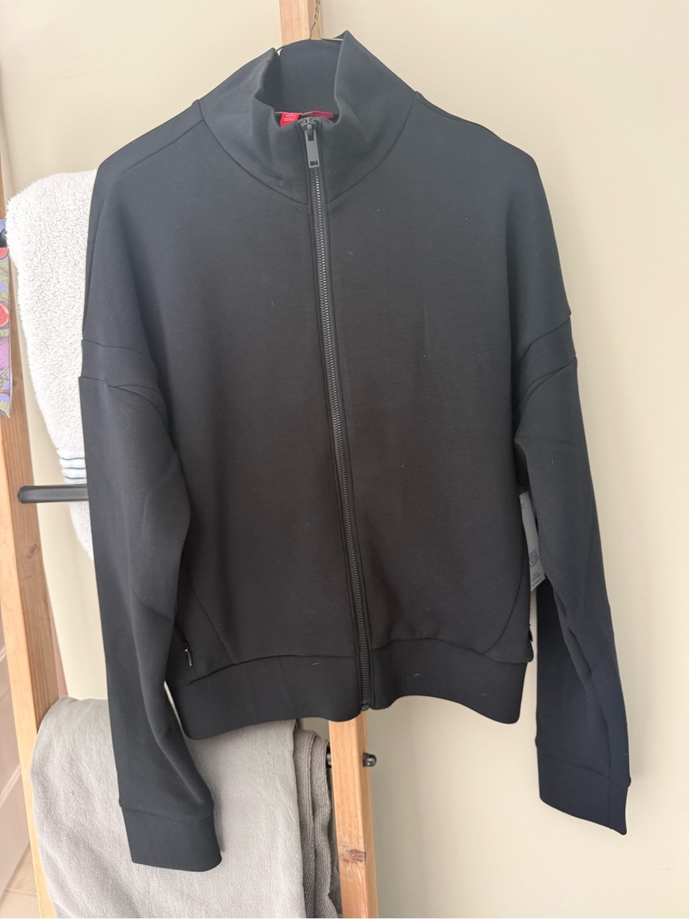 SPANX Black Zip-Up Bomber Jacket